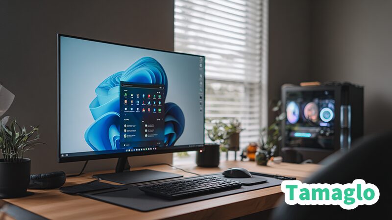 クリーンインストール後のWindows 11が表示された、すっきりとしたPCデスク環境のイメージ