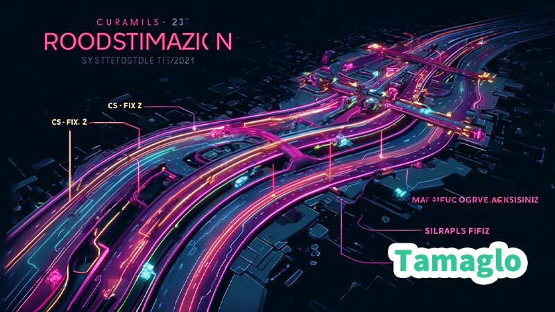 ネオンライトで描かれたロードマップに「CS2修正」「Ark Survivalクラッシュ修正」「Marvel Rivals最適化」といった分岐が表示された未来的デザイン。