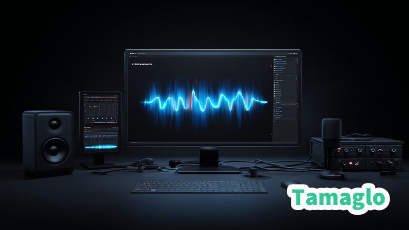 ディスプレイキャプチャ時の音声波形が滑らかに流れる配信環境のイメージ