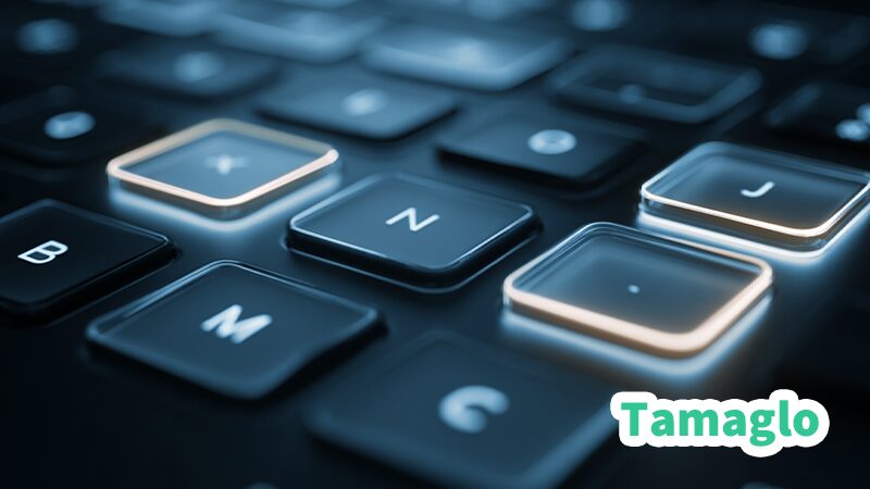 入力方式の安定化を表すキーボードと候補ウィンドウ風の抽象UI