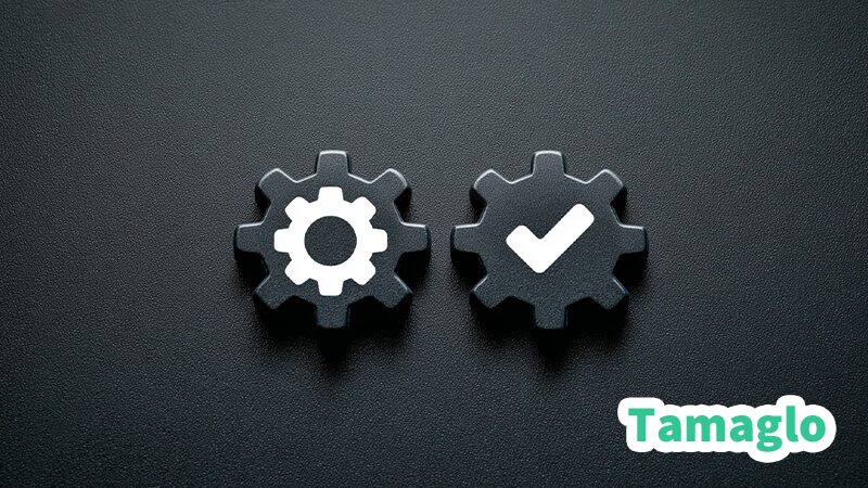 設定変更と対処手順を示す工具とチェックマークの構成